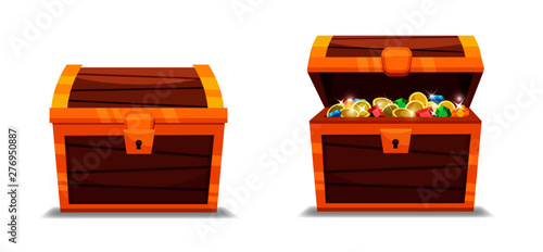 Vector illustration of closet and open treasure chest.