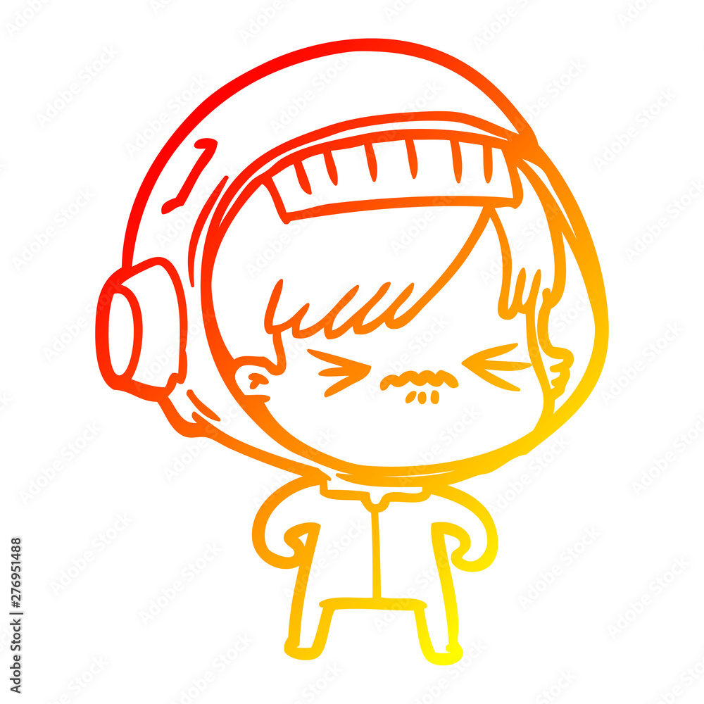warm gradient line drawing cartoon astronaut woman warm gradient line drawing cartoon astronaut woman