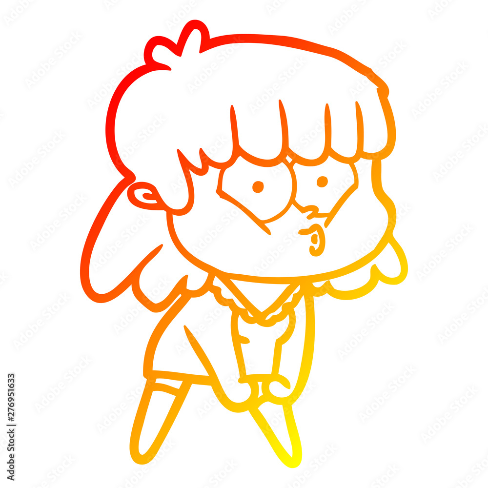 warm gradient line drawing cartoon whistling girl warm gradient line drawing cartoon whistling girl