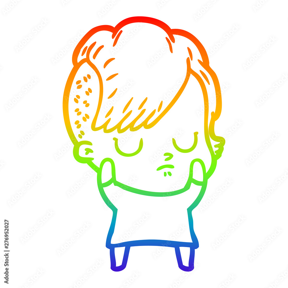 rainbow gradient line drawing cartoon woman rainbow gradient line drawing cartoon woman