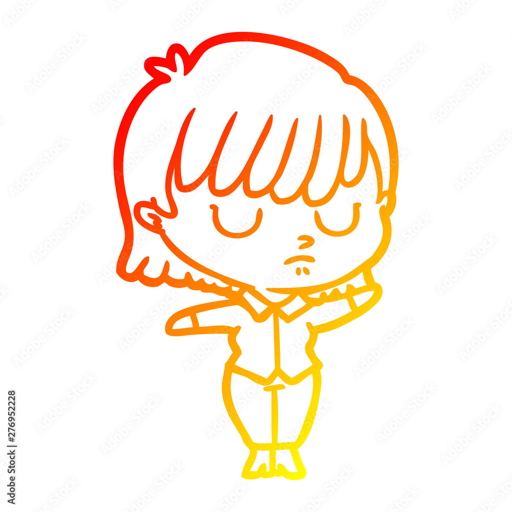 warm gradient line drawing cartoon woman warm gradient line drawing cartoon woman
