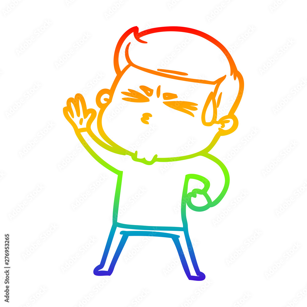rainbow gradient line drawing cartoon man sweating rainbow gradient line drawing cartoon man sweating