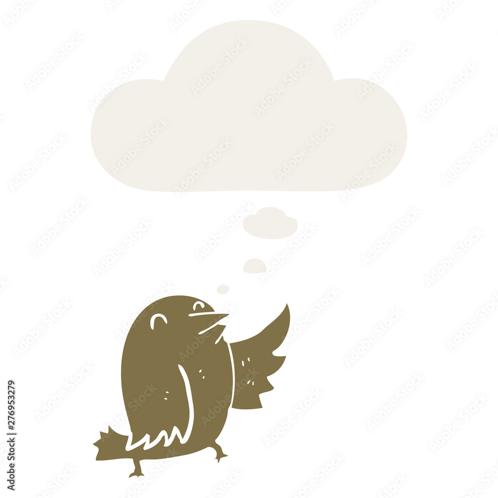 cartoon bird and thought bubble in retro style cartoon bird and thought bubble in retro style