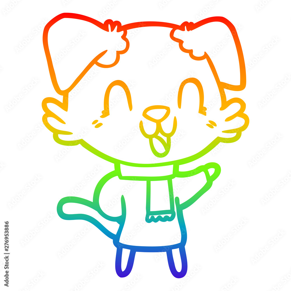rainbow gradient line drawing laughing cartoon dog rainbow gradient line drawing laughing cartoon dog