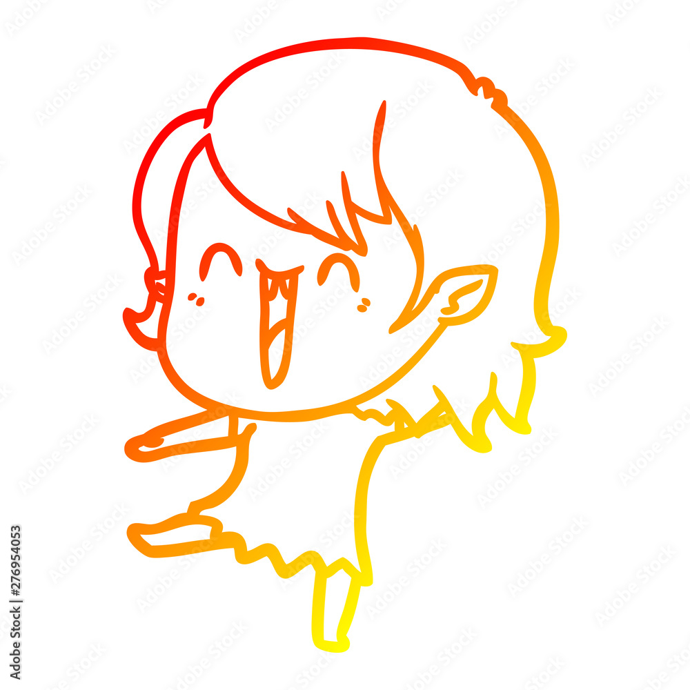 warm gradient line drawing cute cartoon happy vampire girl warm gradient line drawing cute cartoon happy vampire girl