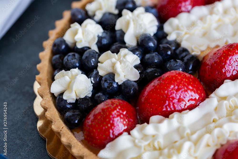 Patriotic American Flag Themed Fruit Tart Dessert