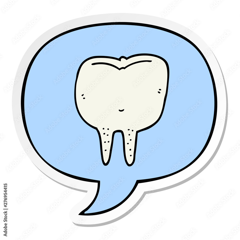cartoon tooth and speech bubble sticker