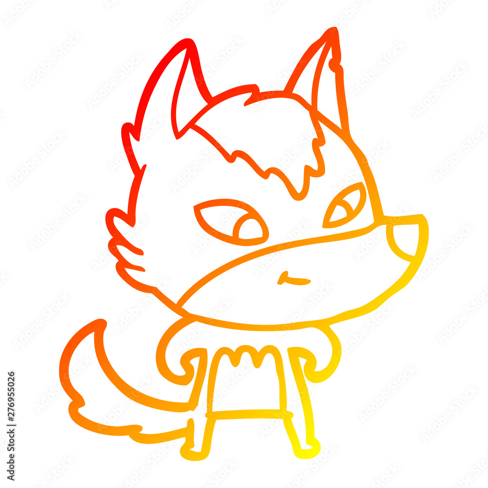 warm gradient line drawing friendly cartoon wolf warm gradient line drawing friendly cartoon wolf