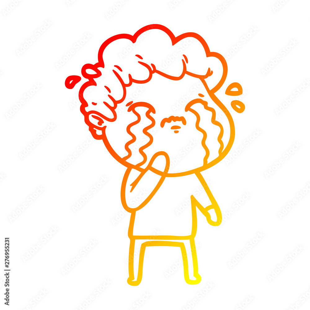 warm gradient line drawing cartoon man crying warm gradient line drawing cartoon man crying