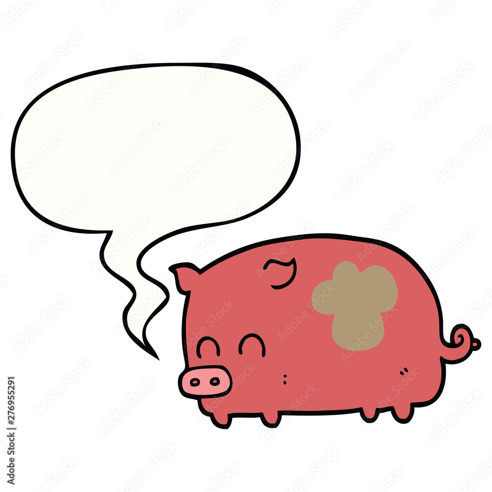 cute cartoon pig and speech bubble cute cartoon pig and speech bubble
