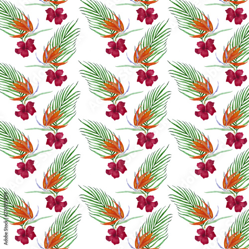 Pattern background of tropical flowers for decoration and printing.