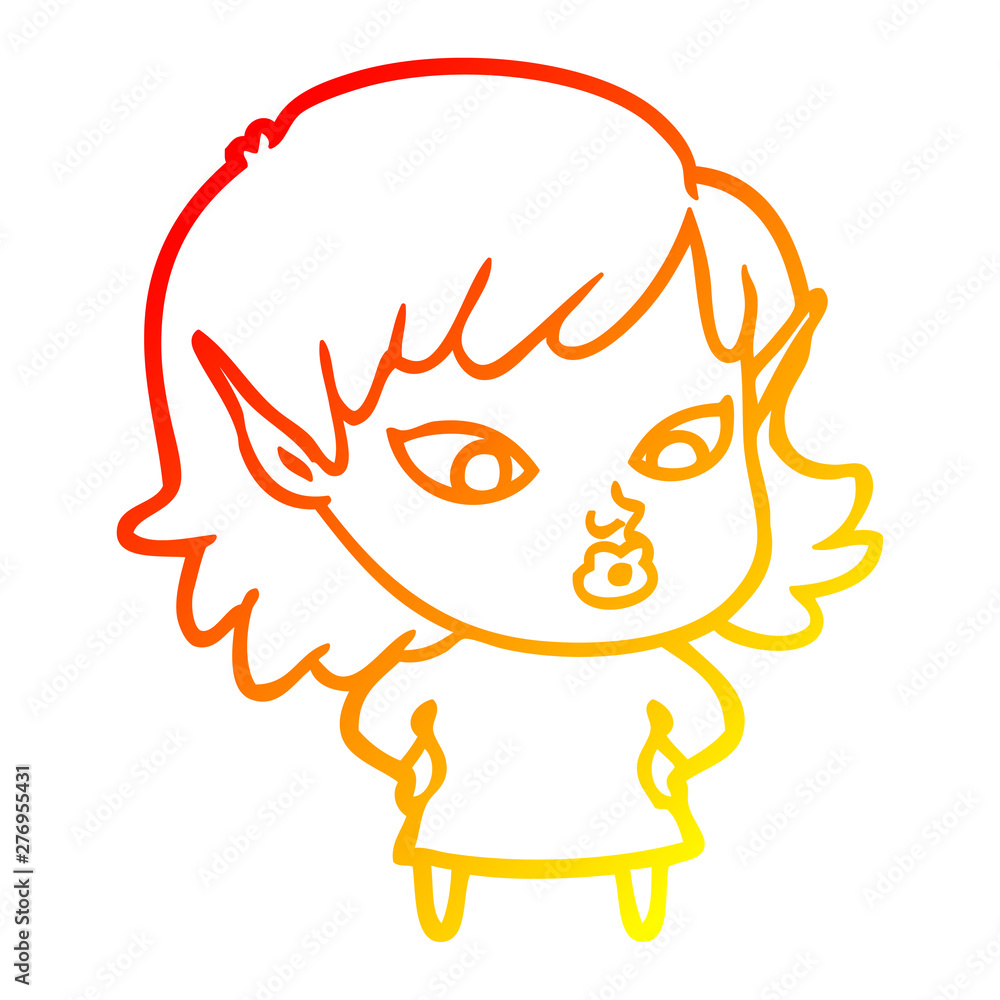 warm gradient line drawing pretty cartoon elf girl warm gradient line drawing pretty cartoon elf girl