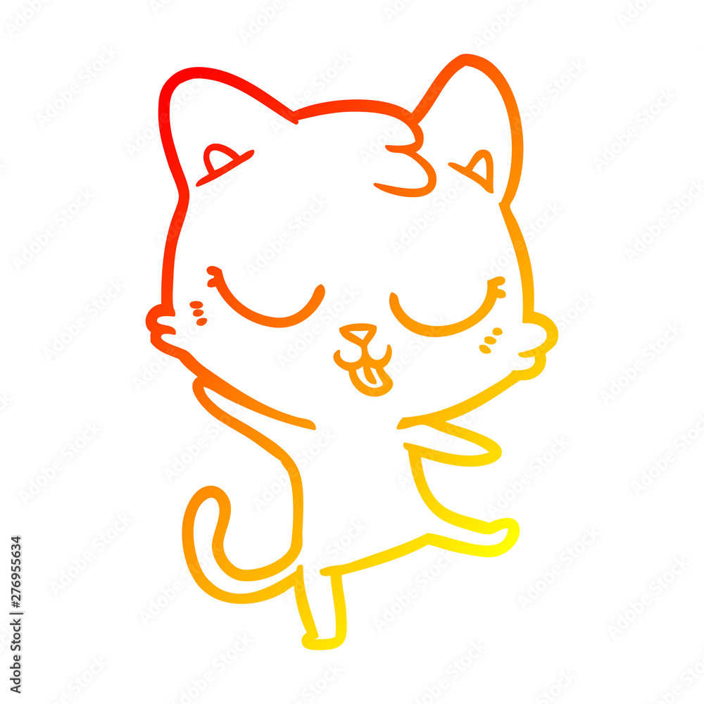 warm gradient line drawing cartoon cat warm gradient line drawing cartoon cat