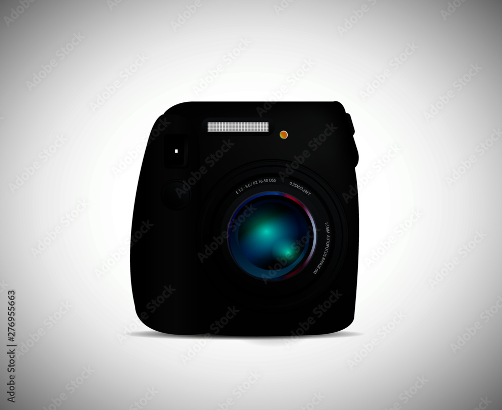 Realistic camera lens with reflections. Vector 3d professional photo video equipment macro device. Optical digital focus, zoom symbol, shutter photography technology object. Illustration isolated Realistic camera lens with reflections. Vector 3d professional photo video equipment macro device. Optical digital focus, zoom symbol, shutter photography technology object. Illustration isolated
