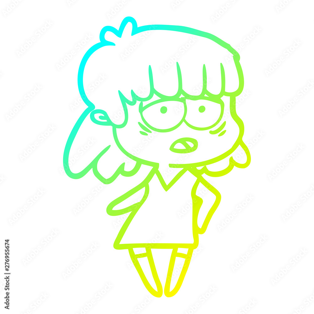 cold gradient line drawing cartoon tired woman cold gradient line drawing cartoon tired woman