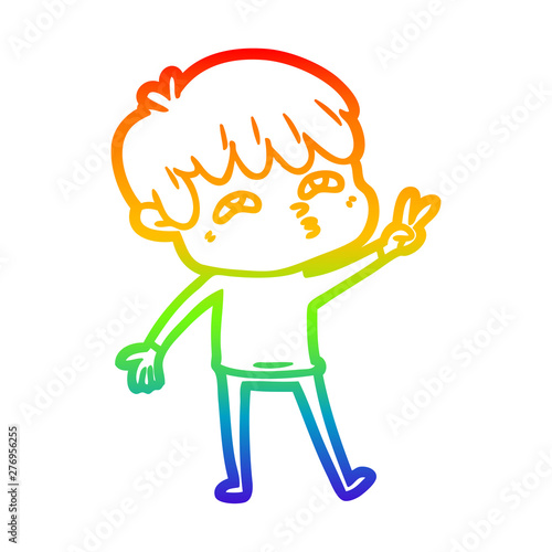 rainbow gradient line drawing cartoon curious man