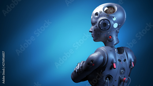 Fototapeta Naklejka Na Ścianę i Meble -  robot woman, sci-fi woman  digital world of the future of neural networks and the artificial intelligence 3d render