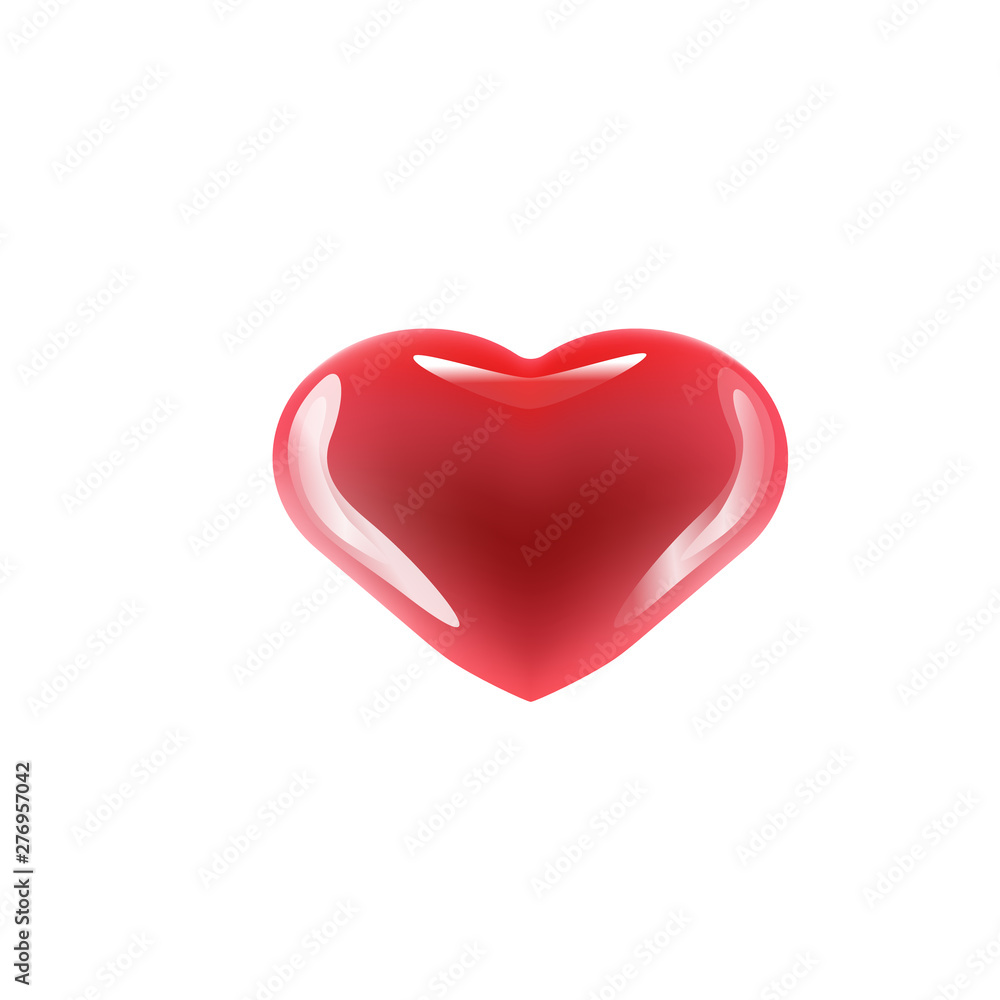 Beautiful red heart on a white isolated background
