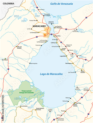 Map of the Venezuelan by sea Maracaibo lake Venezuela