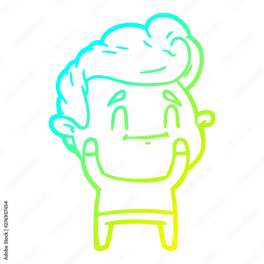 cold gradient line drawing happy cartoon man cold gradient line drawing happy cartoon man