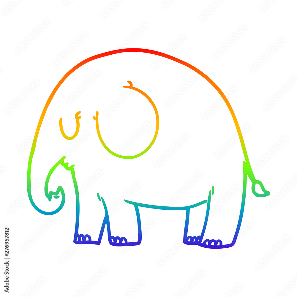 rainbow gradient line drawing cartoon elephant rainbow gradient line drawing cartoon elephant