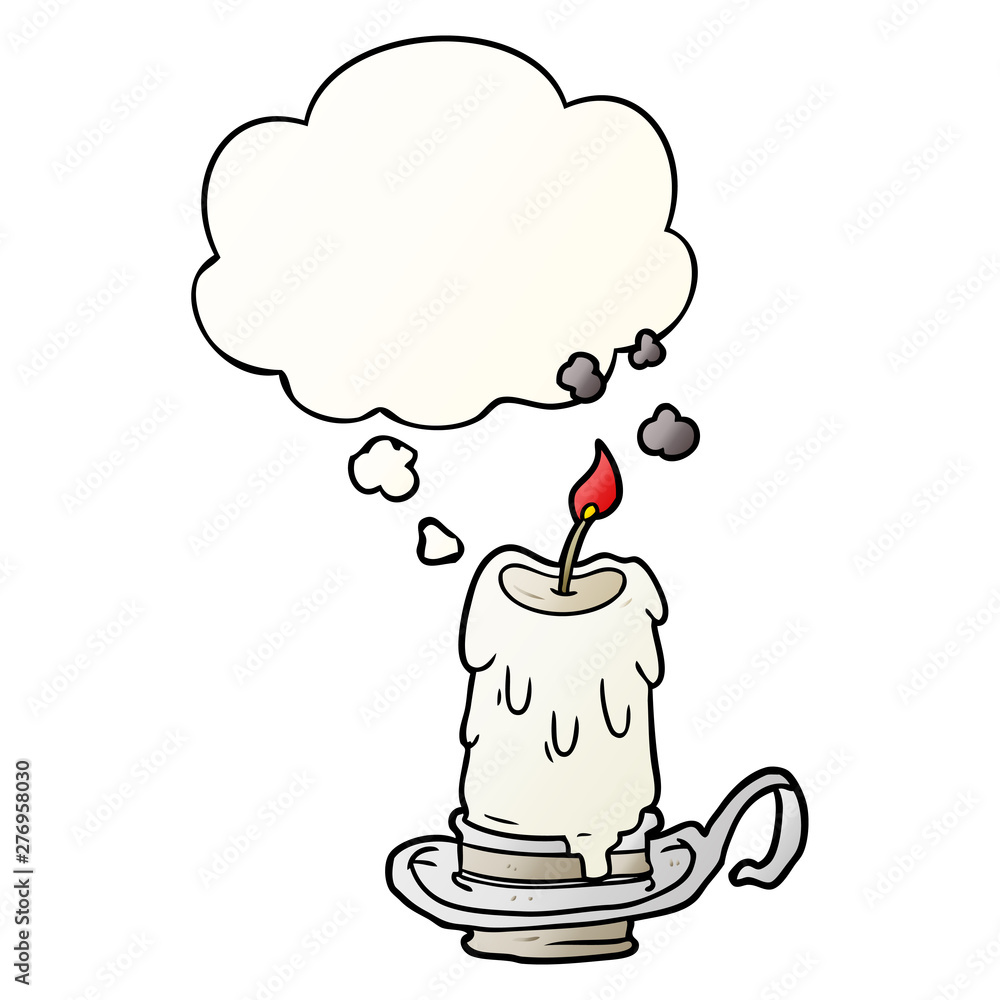 cartoon spooky candle and thought bubble in smooth gradient style cartoon spooky candle and thought bubble in smooth gradient style