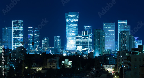 Tel Aviv Panorama At Night, Tel Aviv Skyline at Night, Israel