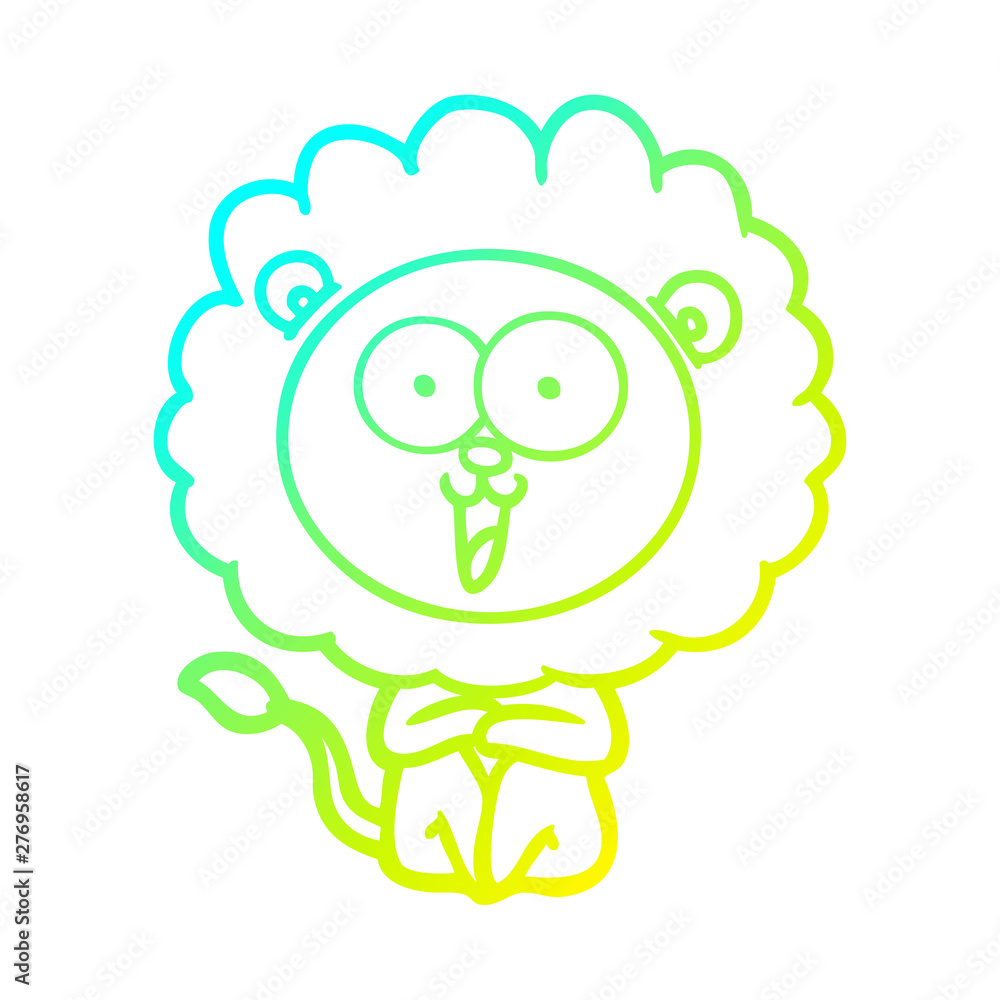 cold gradient line drawing happy cartoon lion cold gradient line drawing happy cartoon lion
