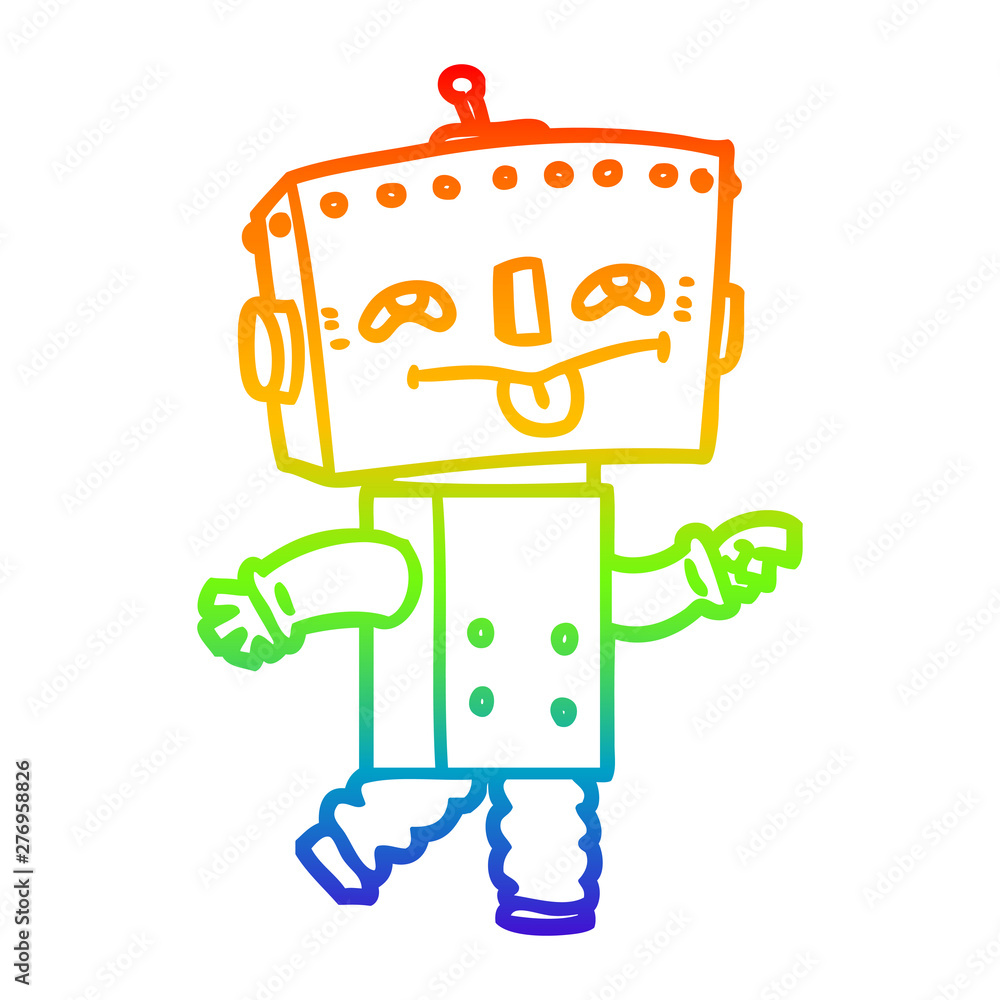 rainbow gradient line drawing cartoon robot rainbow gradient line drawing cartoon robot