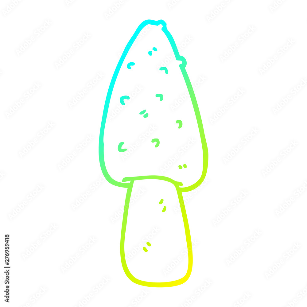 cold gradient line drawing cartoon mushroom