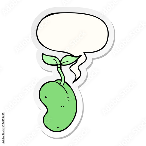 cartoon sprouting seed and speech bubble sticker