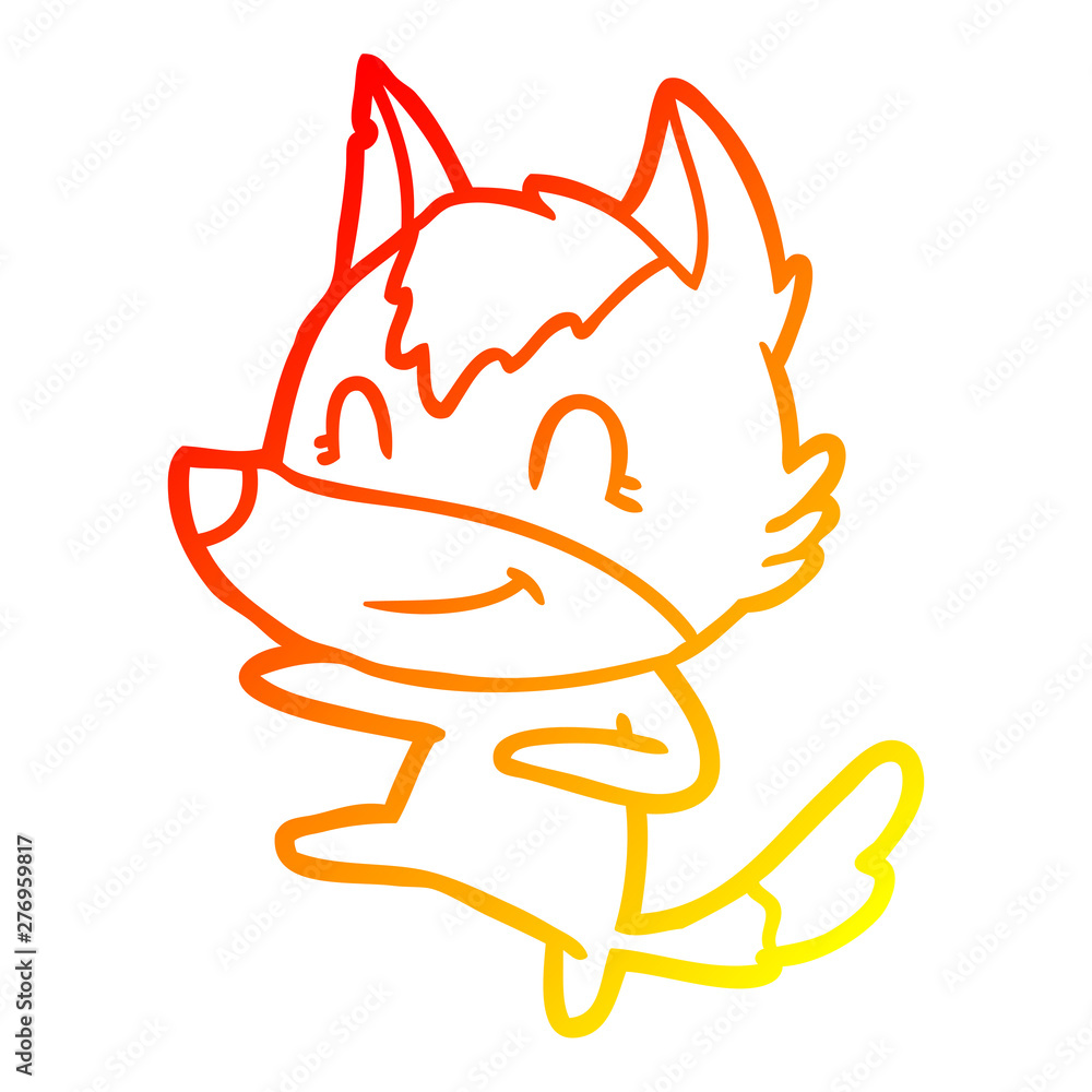 warm gradient line drawing friendly cartoon wolf warm gradient line drawing friendly cartoon wolf