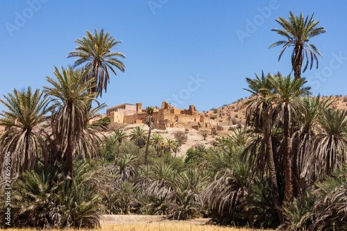 Die Kasbah von Tiout zwischen Palmen