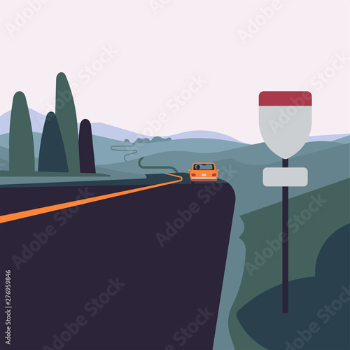 Highway scene with distant car