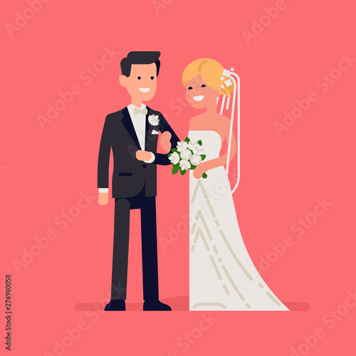 White groom and bride couple, isolated