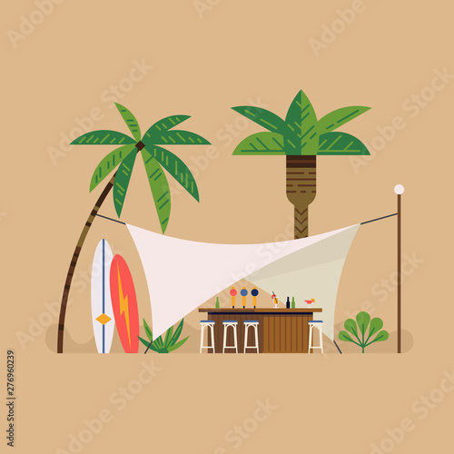 Beach bar tent scene
