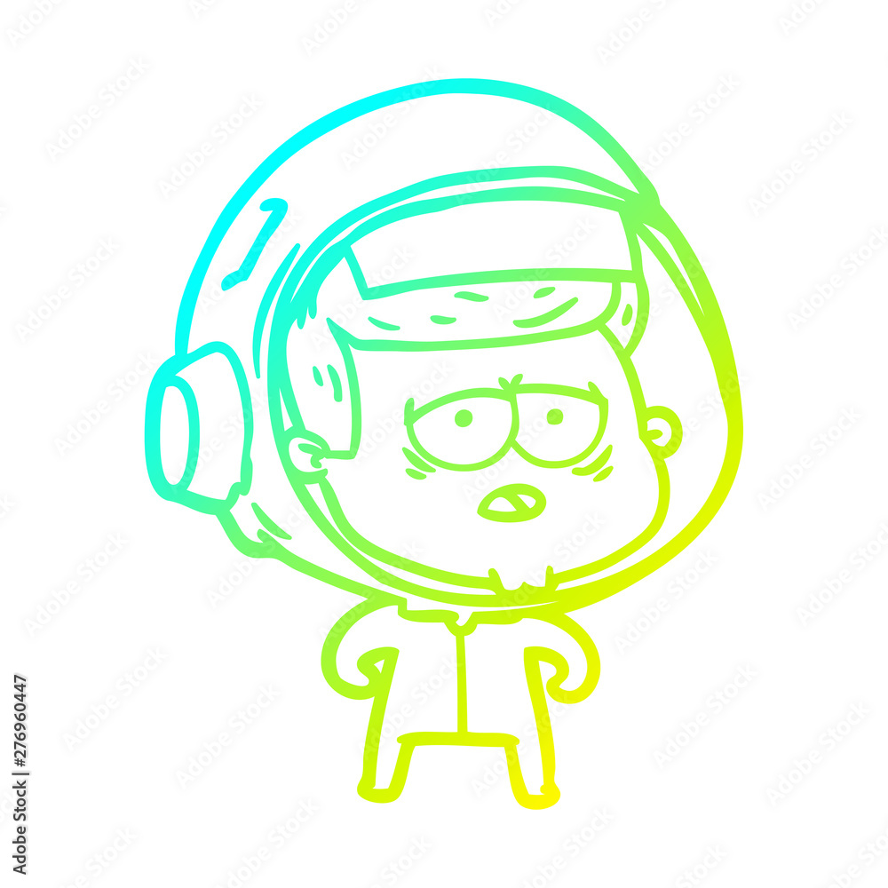 cold gradient line drawing cartoon tired astronaut cold gradient line drawing cartoon tired astronaut