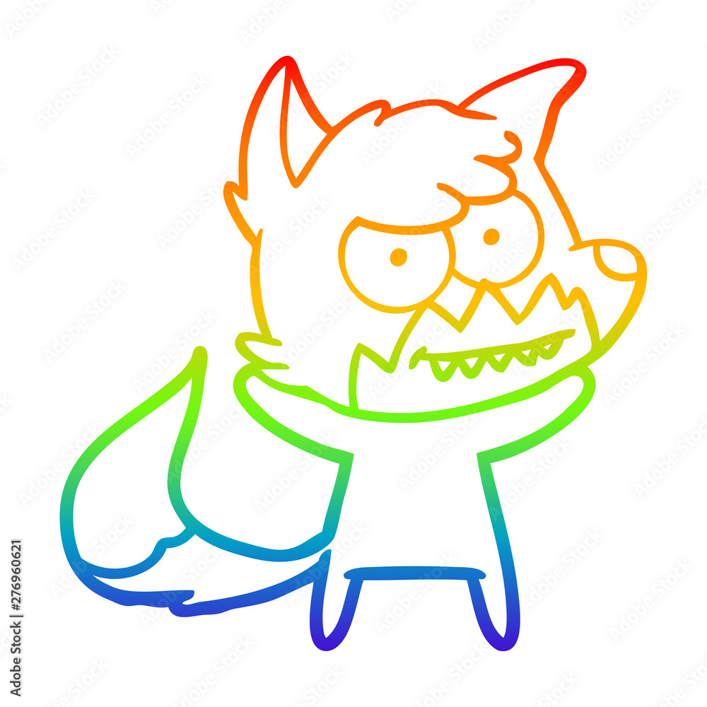 rainbow gradient line drawing cartoon grinning fox rainbow gradient line drawing cartoon grinning fox