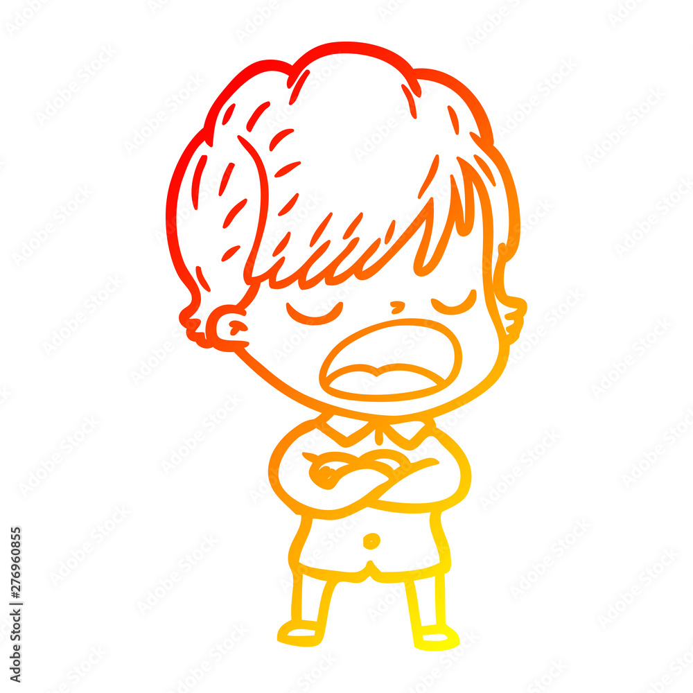 warm gradient line drawing cartoon woman talking warm gradient line drawing cartoon woman talking