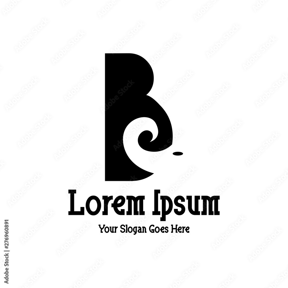 Design of alphabet letter B with elephant logo for a company or business Design of alphabet letter B with elephant logo for a company or business