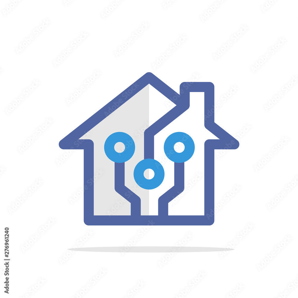Illustration icon with the advanced technological concept of house building Illustration icon with the advanced technological concept of house building