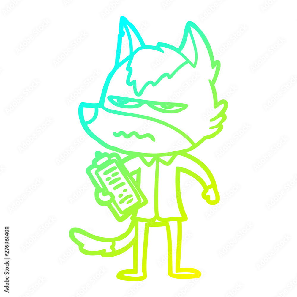 cold gradient line drawing cartoon annoyed wolf cold gradient line drawing cartoon annoyed wolf