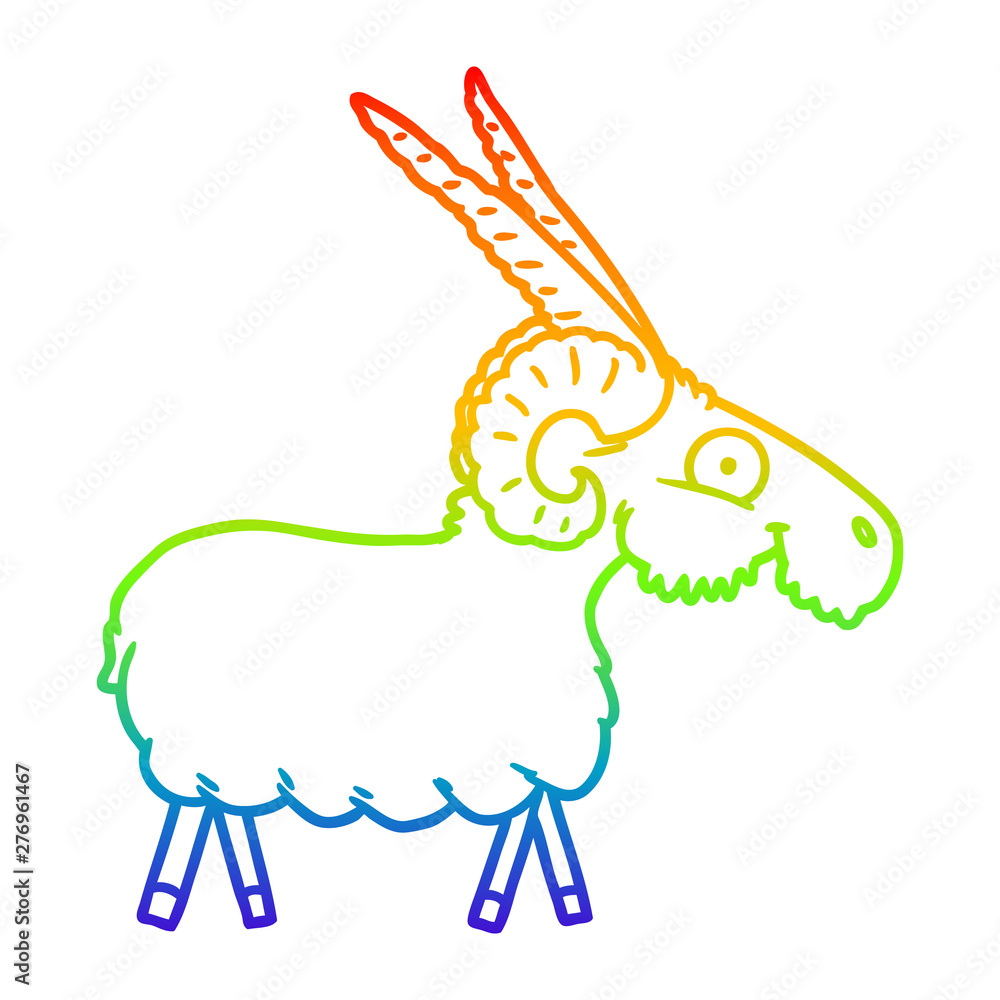 rainbow gradient line drawing cartoon goat rainbow gradient line drawing cartoon goat