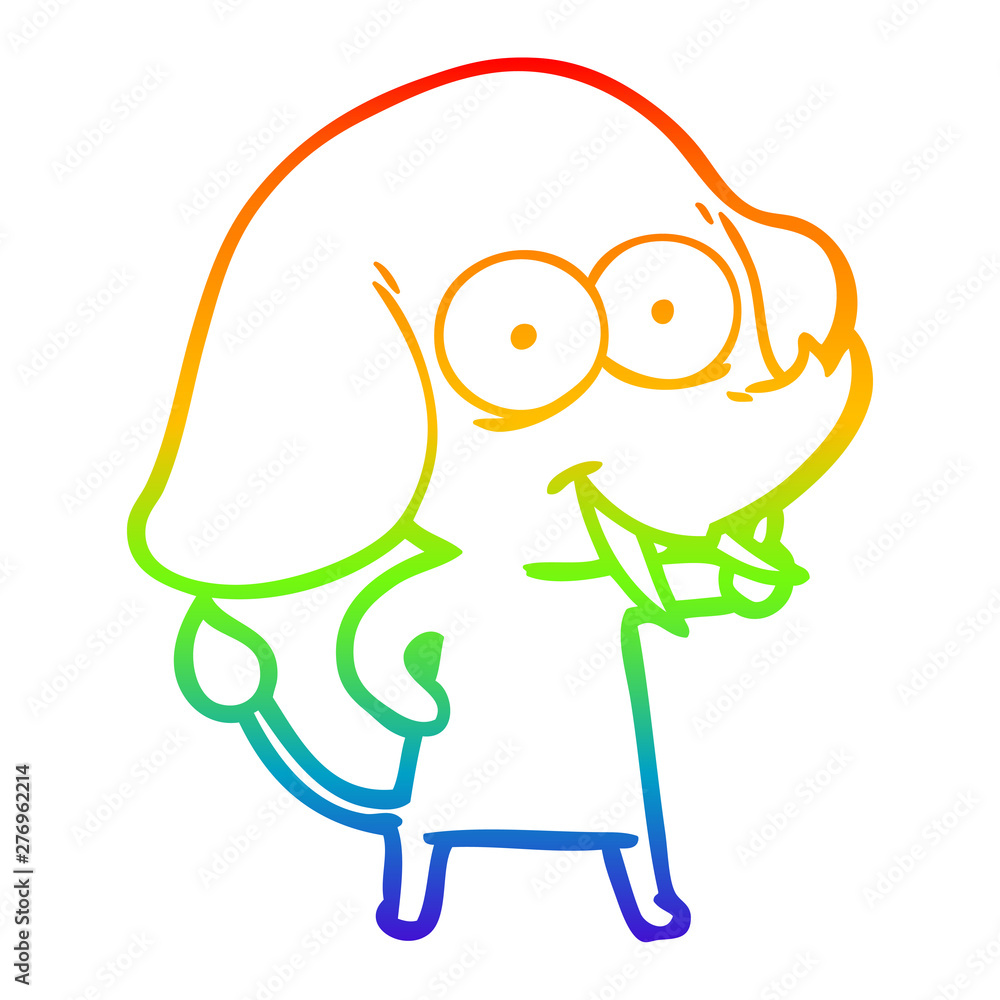 rainbow gradient line drawing happy cartoon elephant rainbow gradient line drawing happy cartoon elephant