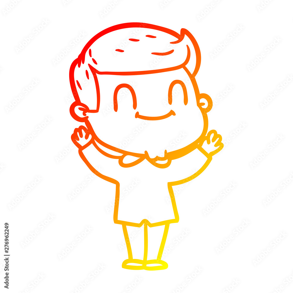 warm gradient line drawing cartoon friendly man