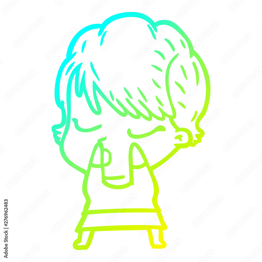 cold gradient line drawing cartoon woman with eyes shut cold gradient line drawing cartoon woman with eyes shut