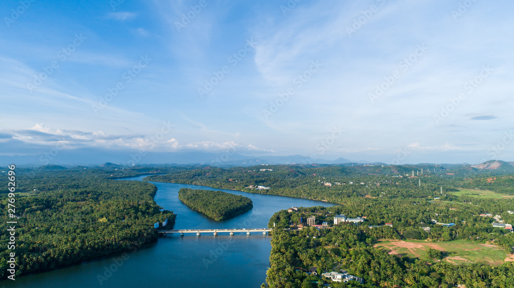 Fototapeta premium landscape with river and blue sky