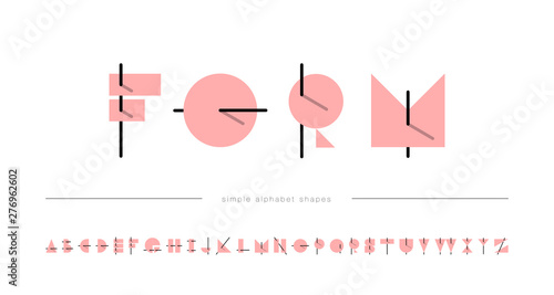 Modern alphabet font overlap flat memphis style