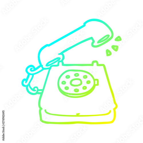 cold gradient line drawing cartoon old telephone