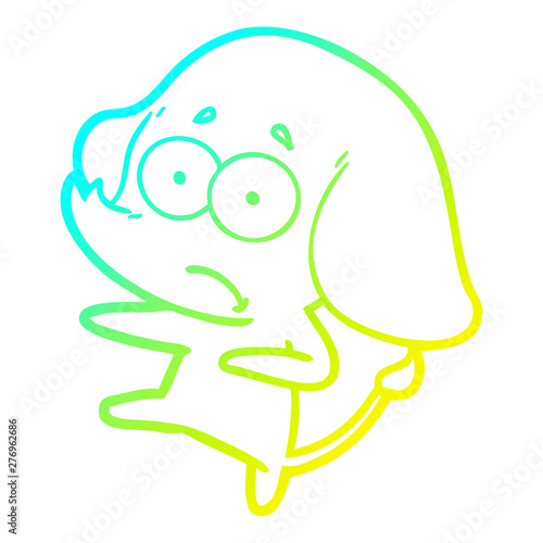 cold gradient line drawing cartoon unsure elephant